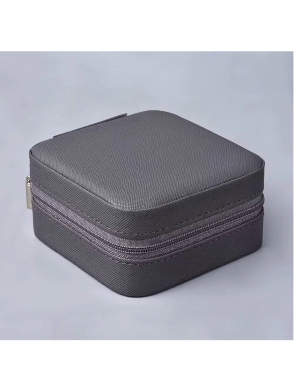 Compact Travel Jewelry Organizer Case – Dark Grey Cream Interior